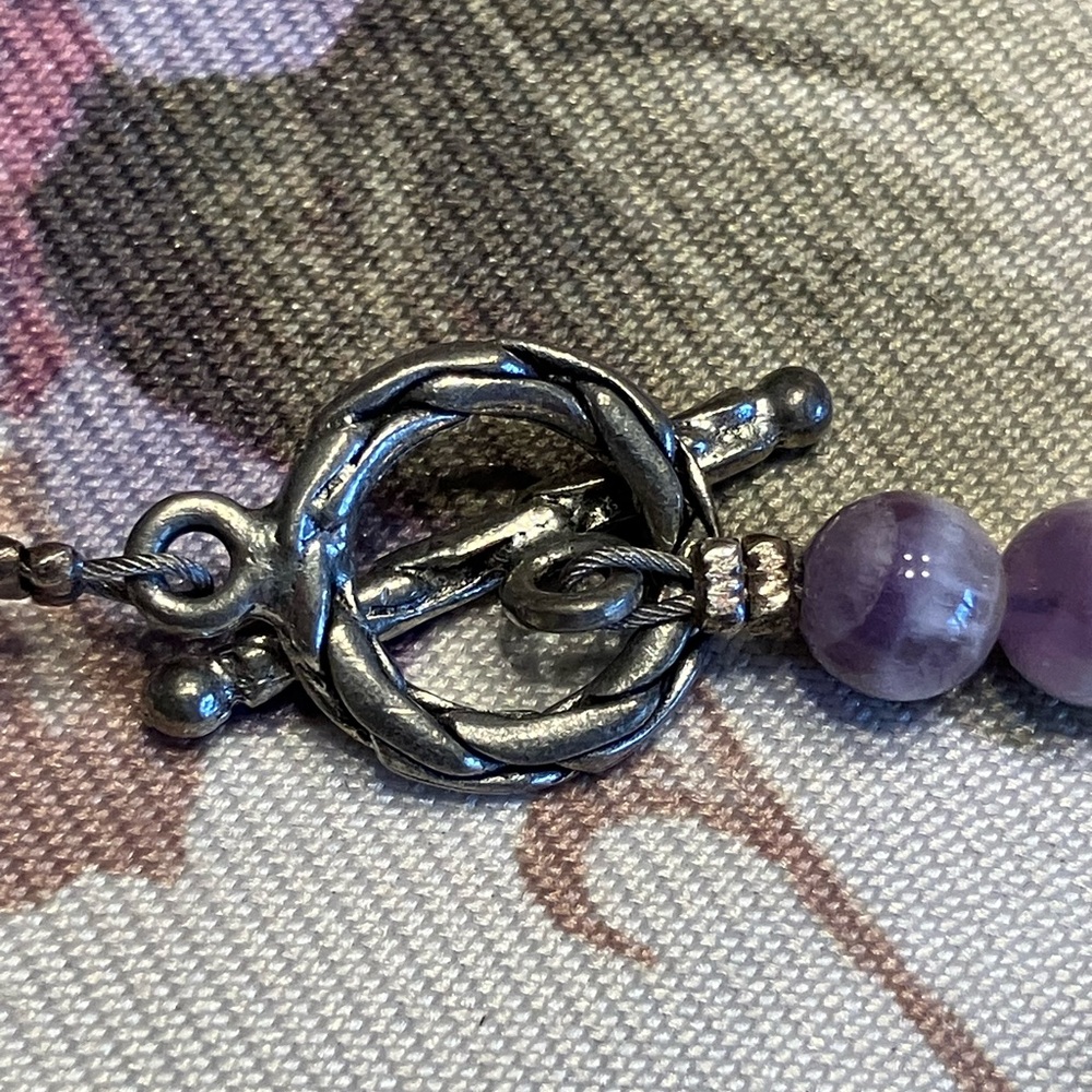 AMETHYST SMOOTH OVAL STONE NECKLACE 21 1/2” - Picture 12 of 13